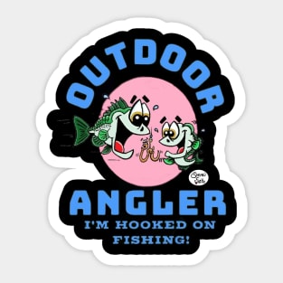 Outdoor Angler I'm hooked on Fishing! by Fritts Cartoons Sticker